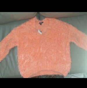 Cozy Hot Pinky Orange Fuzzy Sweater Freshman M NWT